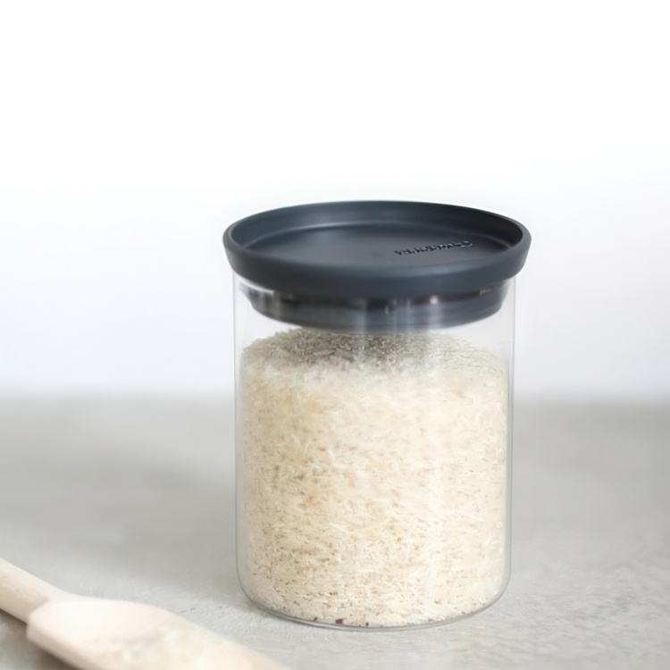 Glasburk 0,6L, STACKABLE MEDIUM JAR, Ø 10,4 x H 8,5 cm, Brabantia, Klar / Mörkgrå i gruppen Förvaring / Köksförvaring / Förvaringsburkar / Brabantia förvaringsburkar hos SmartaSaker.se (41004)
