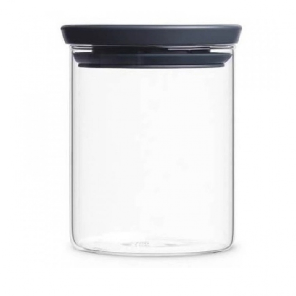 Glasburk 0,6L, STACKABLE MEDIUM JAR, Ø 10,4 x H 8,5 cm, Brabantia, Klar / Mörkgrå i gruppen Förvaring / Köksförvaring / Förvaringslådor och burkar / Brabantia hos SmartaSaker.se (41004)