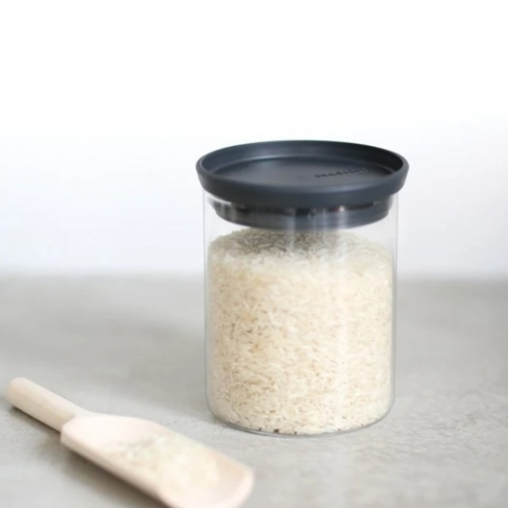 Glasburk 0,6L, STACKABLE MEDIUM JAR, Ø 10,4 x H 8,5 cm, Brabantia, Klar / Mörkgrå i gruppen Förvaring / Köksförvaring / Förvaringslådor och burkar / Brabantia hos SmartaSaker.se (41004)