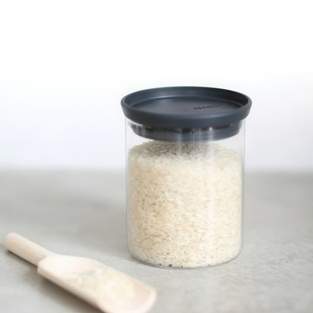 Glasburk 0,6L, STACKABLE MEDIUM JAR, Ø 10,4 x H 8,5 cm, Brabantia, Klar / Mörkgrå i gruppen Förvaring / Köksförvaring / Förvaringsburkar / Brabantia förvaringsburkar hos SmartaSaker.se (41004)