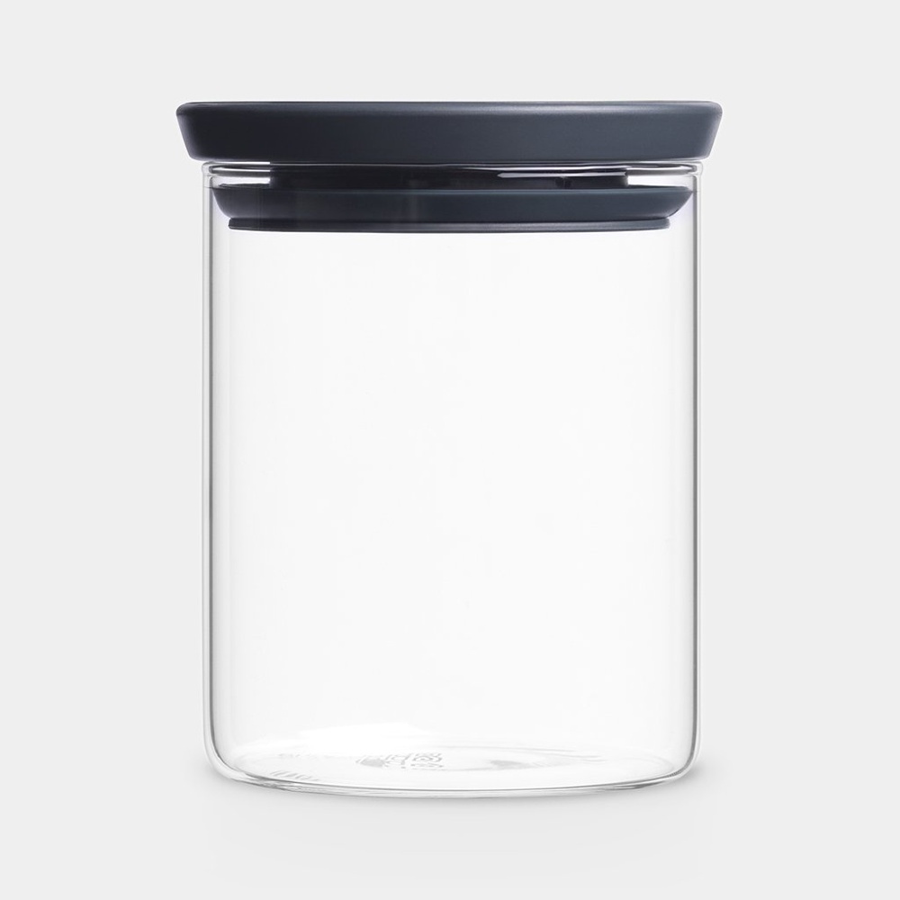 Glasburk 0,6L, STACKABLE MEDIUM JAR, Ø 10,4 x H 8,5 cm, Brabantia, Klar / Mörkgrå i gruppen Förvaring / Köksförvaring / Förvaringslådor och burkar / Brabantia hos SmartaSaker.se (41004)