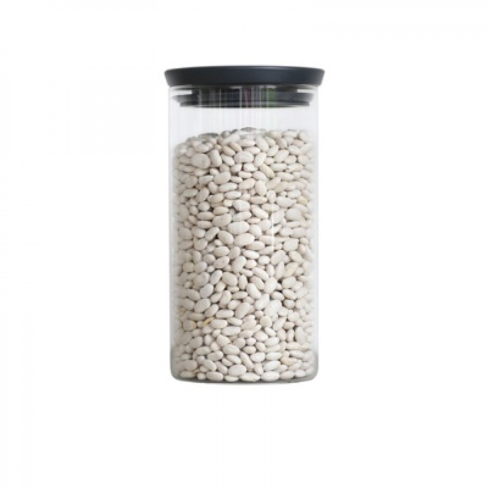 Glasburk 1,1L, STACKABLE LARGE JAR, Ø 10,4 x H 19 cm, Brabantia, Klar / Mörkgrå i gruppen Förvaring / Köksförvaring / Förvaringslådor och burkar hos SmartaSaker.se (41005)