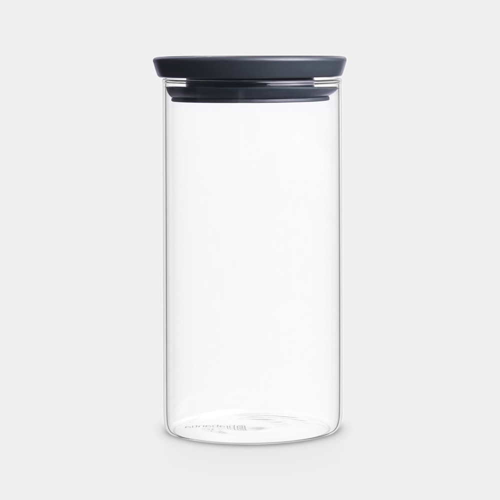 Glasburk 1,1L, STACKABLE LARGE JAR, Ø 10,4 x H 19 cm, Brabantia, Klar / Mörkgrå i gruppen Förvaring / Köksförvaring / Förvaringslådor och burkar hos SmartaSaker.se (41005)