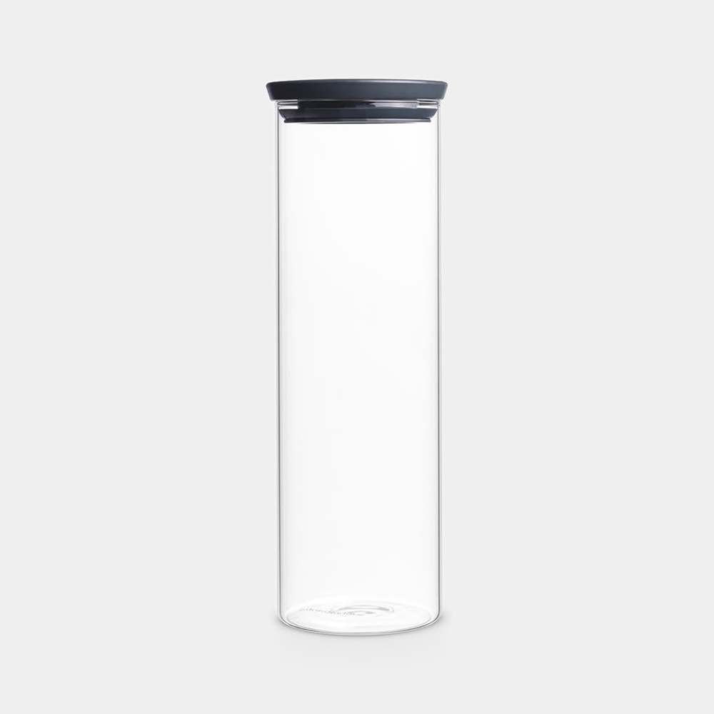 Glasburk 1,9L, STACKABLE XL JAR, Ø 10,4 x H 32 cm, Brabantia, Klar / Mörkgrå i gruppen Förvaring / Köksförvaring / Förvaringslådor och burkar / Brabantia hos SmartaSaker.se (41006)