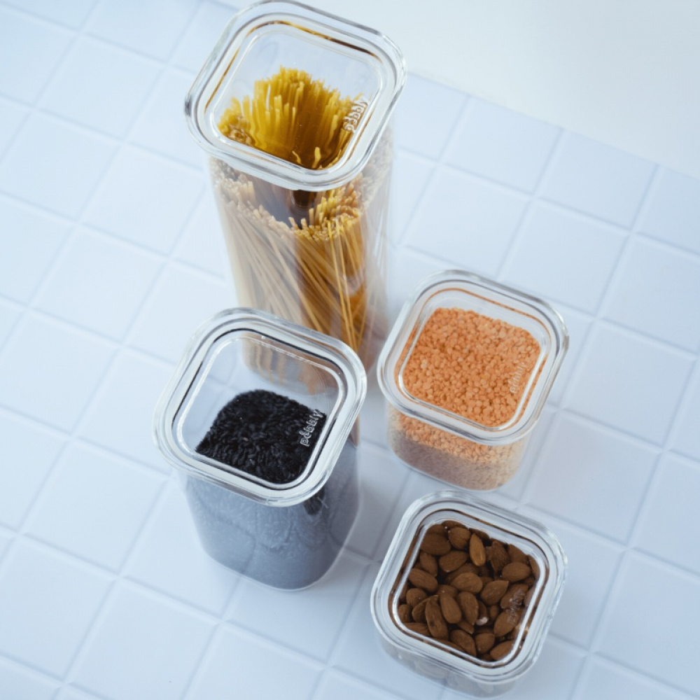 Glasburk för torrvaror, 0,5 L, PEBBLY SQUARE CLEAR MINI, Klar i gruppen Förvaring / Köksförvaring / Förvaringslådor och burkar hos SmartaSaker.se (41009)