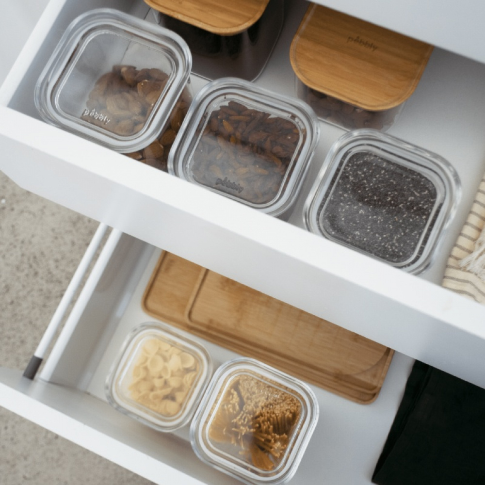 Glasburk för torrvaror, 0,5 L, PEBBLY SQUARE CLEAR MINI, Klar i gruppen Förvaring / Köksförvaring / Förvaringslådor och burkar hos SmartaSaker.se (41009)