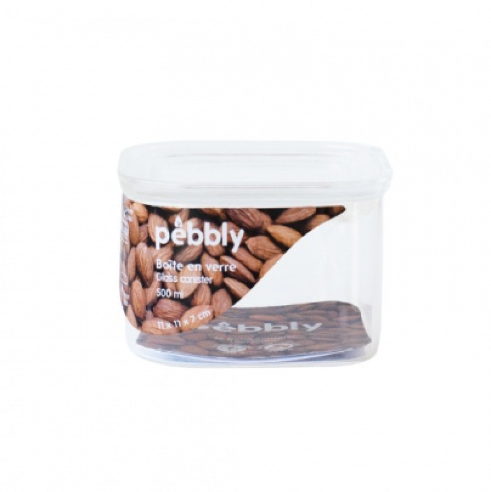 Glasburk för torrvaror, 0,5 L, PEBBLY SQUARE CLEAR MINI, Klar i gruppen Förvaring / Köksförvaring / Förvaringslådor och burkar hos SmartaSaker.se (41009)