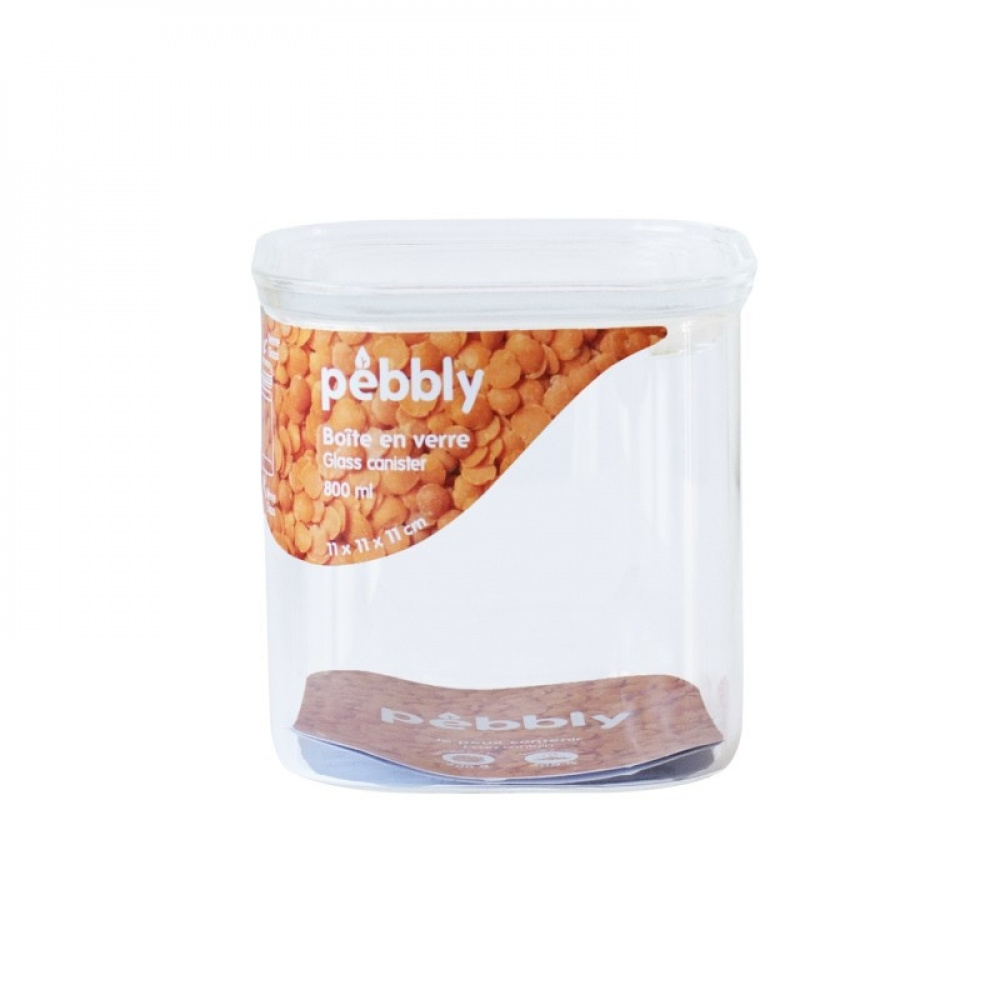 Glasburk för torrvaror, 0,8 L, PEBBLY SQUARE CLEAR SMALL, Klar i gruppen Förvaring / Köksförvaring / Förvaringslådor och burkar hos SmartaSaker.se (41011)