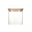 Glasburk för torrvaror, 0,8 L, PEBBLY SQUARE SMALL, Klar / Bambu Glasburk för torrvaror, 0,8 L, PEBBLY SQUARE SMALL, Klar / Bambu