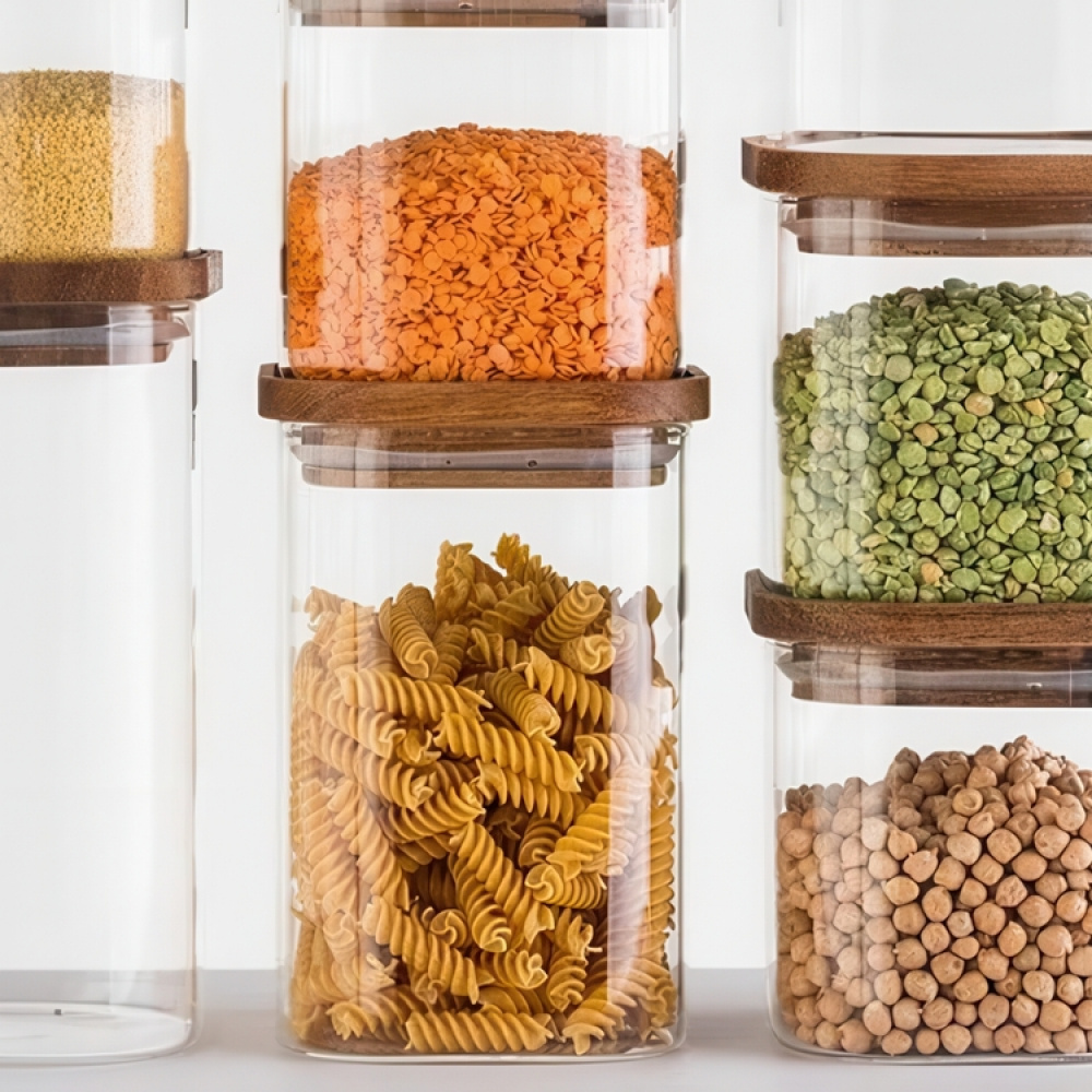 Glasburk för torrvaror, 1 L, HERMET ACACIA SMALL, Klar / Brun i gruppen Förvaring hos SmartaSaker.se (41013)