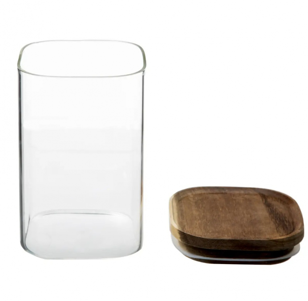 Glasburk för torrvaror, 1 L, HERMET ACACIA SMALL, Klar / Brun i gruppen Förvaring / Köksförvaring / Förvaringslådor och burkar hos SmartaSaker.se (41013)