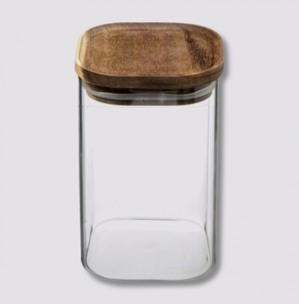 Glasburk för torrvaror, 1 L, HERMET ACACIA SMALL, Klar / Brun i gruppen Förvaring / Köksförvaring / Förvaringslådor och burkar hos SmartaSaker.se (41013)