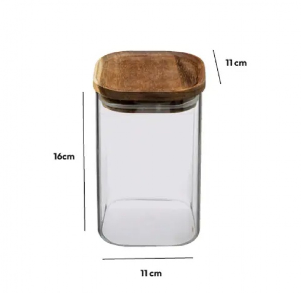 Glasburk för torrvaror, 1 L, HERMET ACACIA SMALL, Klar / Brun i gruppen Förvaring / Köksförvaring / Förvaringslådor och burkar hos SmartaSaker.se (41013)