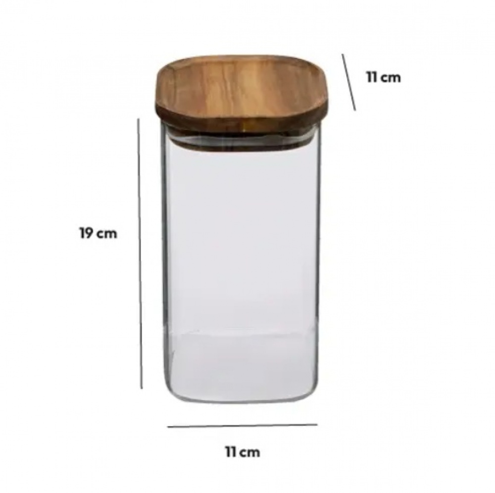 Glasburk för torrvaror, 1,3 L, HERMET ACACIA MEDIUM, Klar / Brun i gruppen Förvaring / Köksförvaring / Förvaringslådor och burkar hos SmartaSaker.se (41015)
