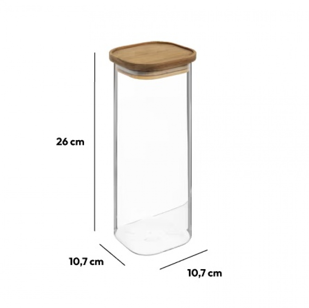 Glasburk för torrvaror, 2 L, HERMET ACACIA LARGE, Klar / Brun i gruppen Förvaring / Köksförvaring / Förvaringslådor och burkar hos SmartaSaker.se (41019)