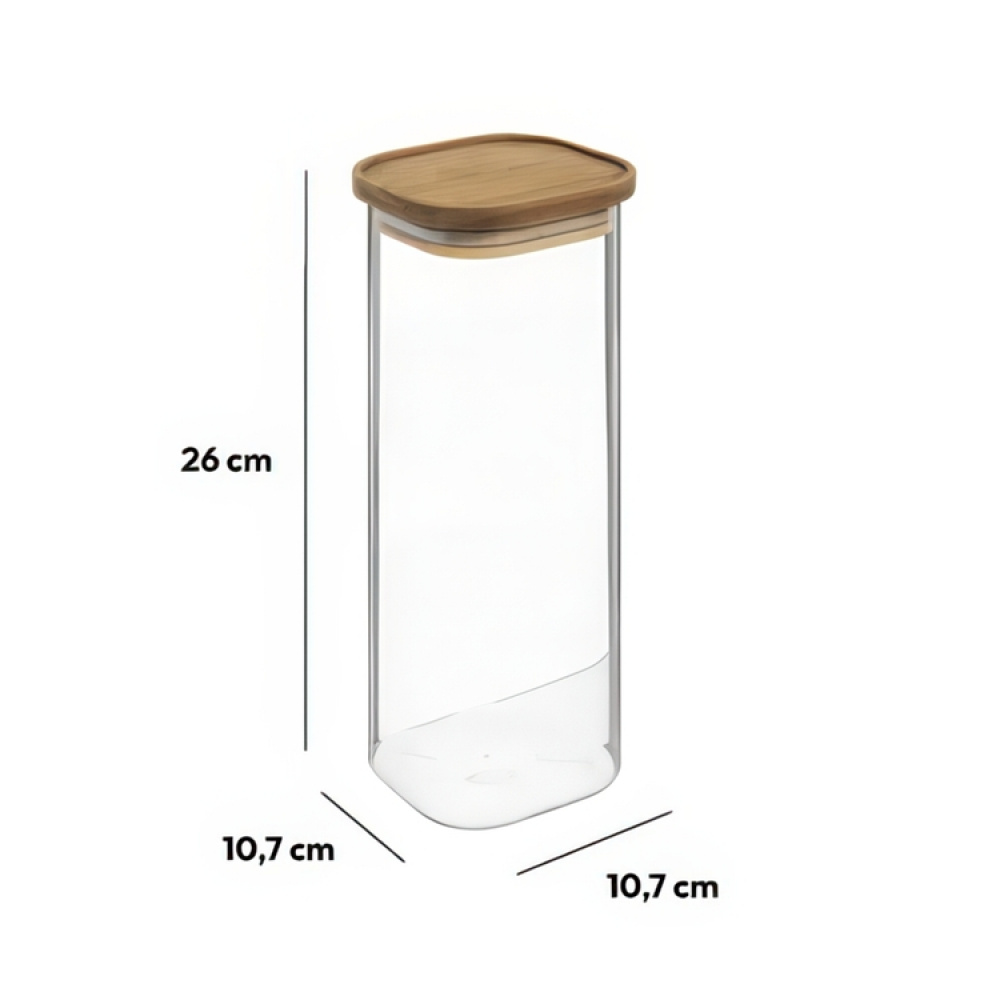 Glasburk för torrvaror, 2 L, HERMET ACACIA LARGE, Klar / Brun i gruppen Förvaring / Köksförvaring / Förvaringsburkar hos SmartaSaker.se (41019)