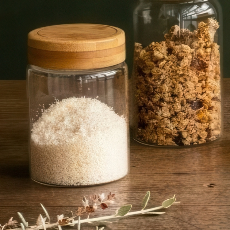 Glasburk med bambulock, 450 ml, PEBBLY SMALL ROUND POT, Ø 8 x H 12 cm, Klar / Natur i gruppen Förvaring / Köksförvaring / Förvaringsburkar hos SmartaSaker.se (41020)