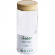 Glasburk med bambulock, 850 ml, PEBBLY LARGE ROUND POT, Ø 8,5 x H 21 cm, Klar / Natur Glasburk med bambulock, 850 ml, PEBBLY LARGE ROUND POT, Ø 8,5 x H 21 cm, Klar / Natur
