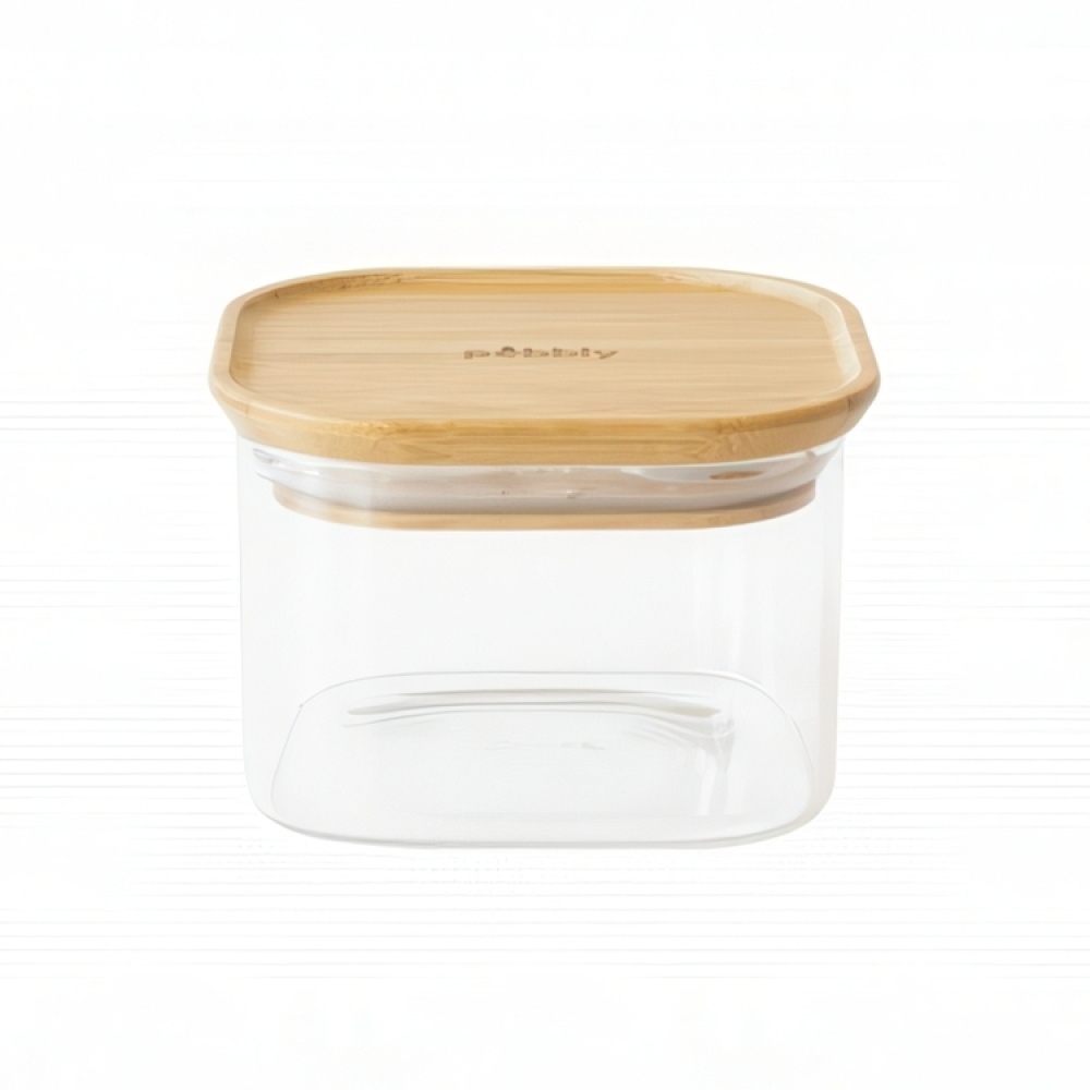 Glasburkar för torrvaror, 0,5 L, 3 st, PEBBLY SQUARE MINI, Klar / Bambu i gruppen Förvaring / Köksförvaring / Förvaringsburkar hos SmartaSaker.se (41023)