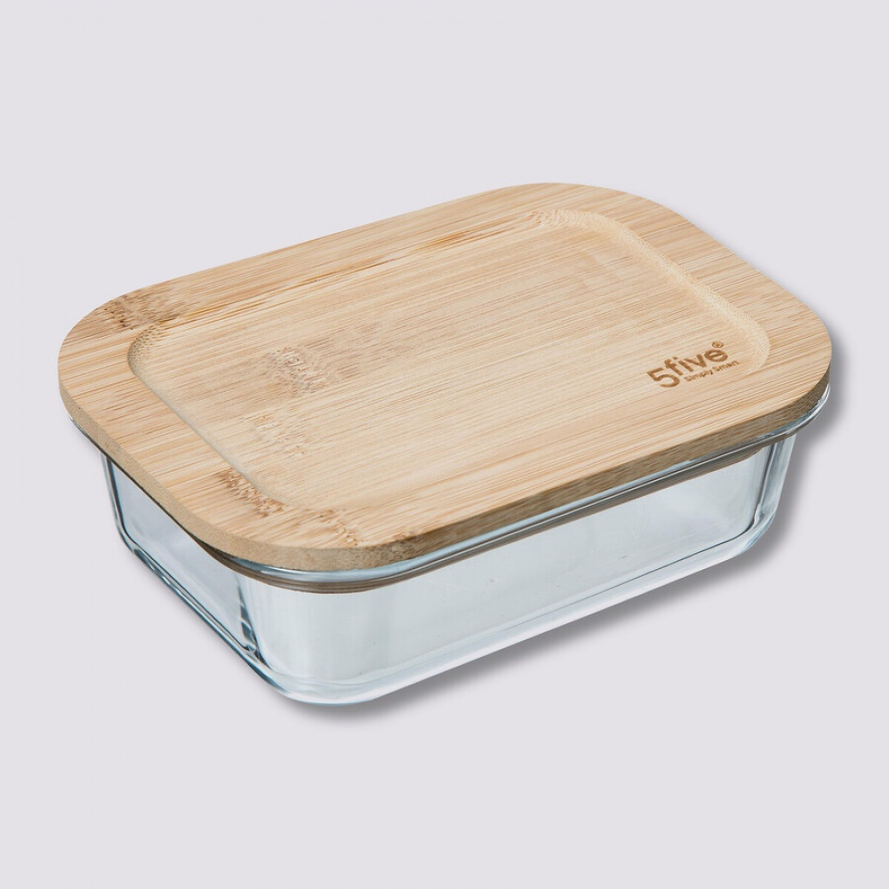 Glasmatlåda med Bambulock, 1 L, BOÎTE VERRE BAMBOU, 20 x 15 x H 6,7 cm, Klar / Natur i gruppen Förvaring / Köksförvaring / Matlådor / Glas hos SmartaSaker.se (41027)