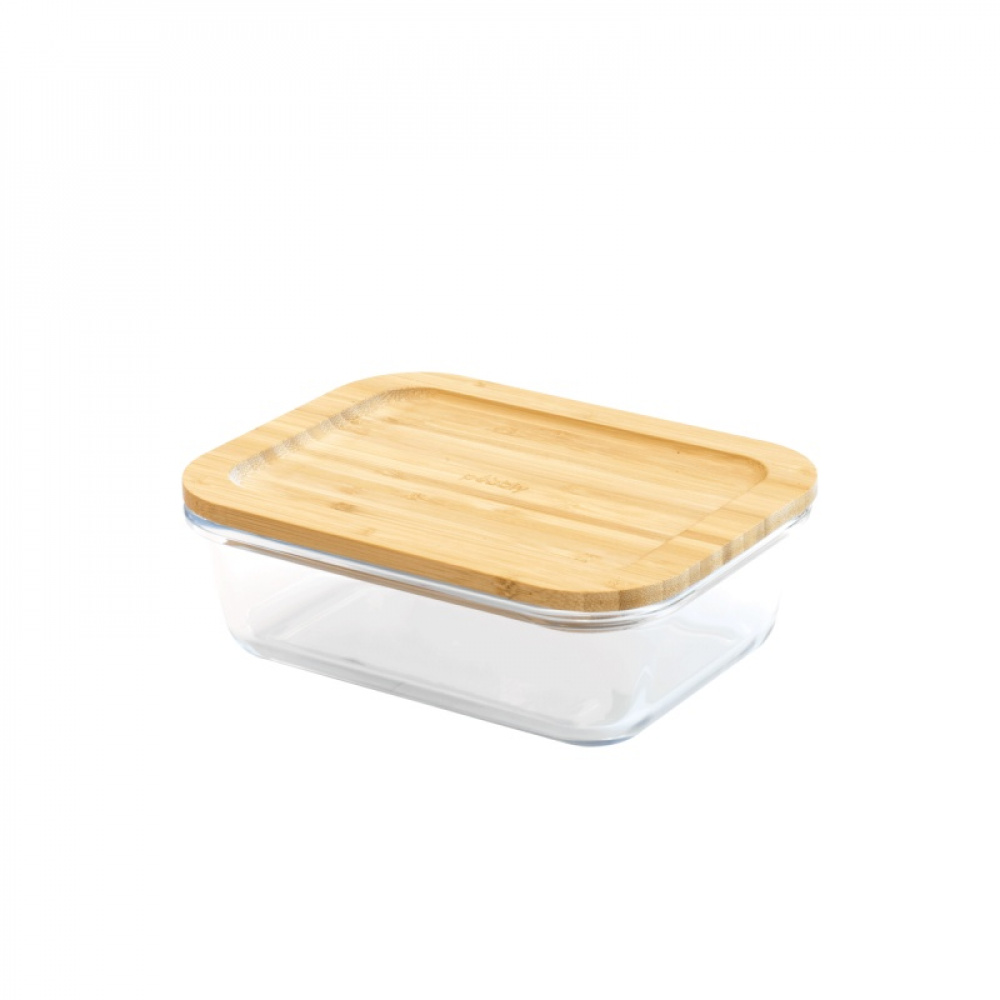 Glasmatlåda med Bambulock, 650ml, PEBBLY SMALL COOK & STORE, 17 x 12,5 x H6 cm, Klar / Natur i gruppen Förvaring / Köksförvaring / Matlådor / Glas hos SmartaSaker.se (41031)
