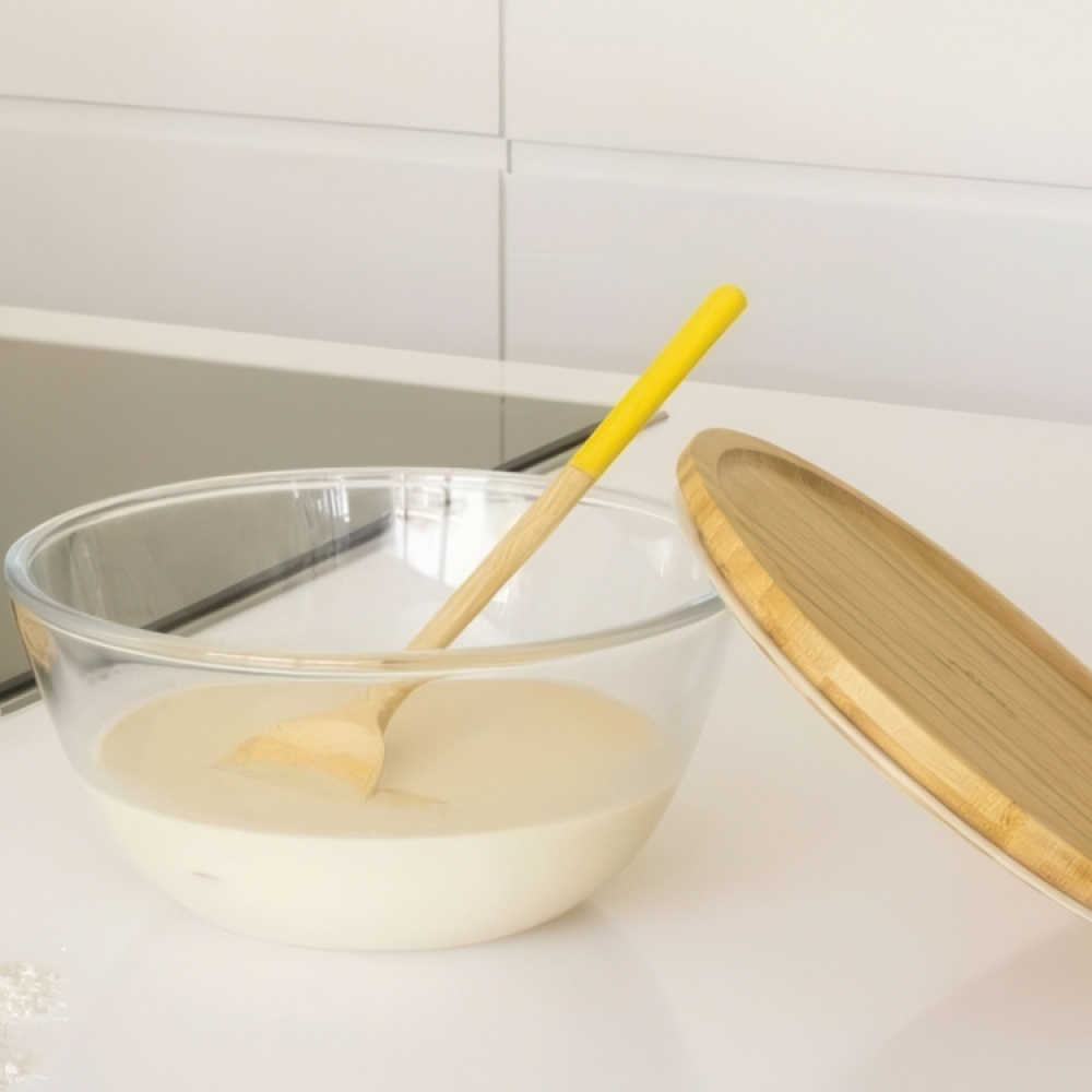 Glasskål med Bambulock, 1,6L, PEBBLY MEDIUM FOOD BOWL, Ø 19 x H 11 cm, Klar / Natur i gruppen Förvaring / Köksförvaring / Förvaringsburkar hos SmartaSaker.se (41032)