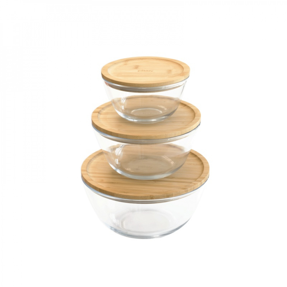 Glasskål med Bambulock, 2,6L, PEBBLY LARGE FOOD BOWL, Ø 23 x H 12 cm, Klar / Natur i gruppen Förvaring / Köksförvaring / Förvaringslådor och burkar hos SmartaSaker.se (41033)