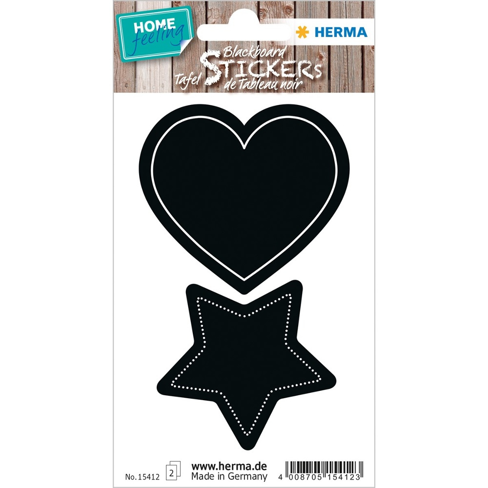Griffel-Etiketter, HERMA LARGE HEART / STAR, 4 st, Svarta i gruppen Förvaring / Magneter och självhäftande / Skyltar och etiketter hos SmartaSaker.se (41037)