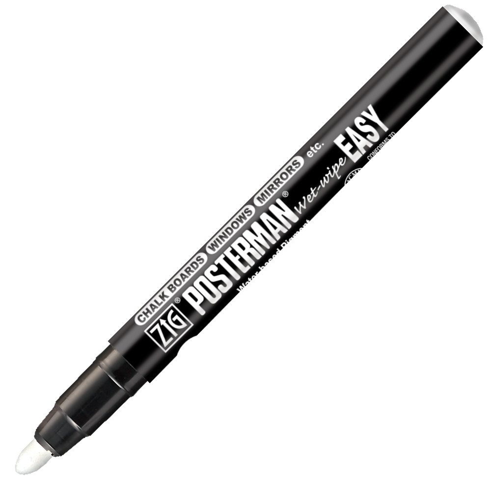 Griffelpenna, ZIG CHALK MARKER POSTERMAN PMA-980 EASY, 1,5-3,0mm, Vit skrift i gruppen Förvaring / Kontorsmaterial hos SmartaSaker.se (41042)