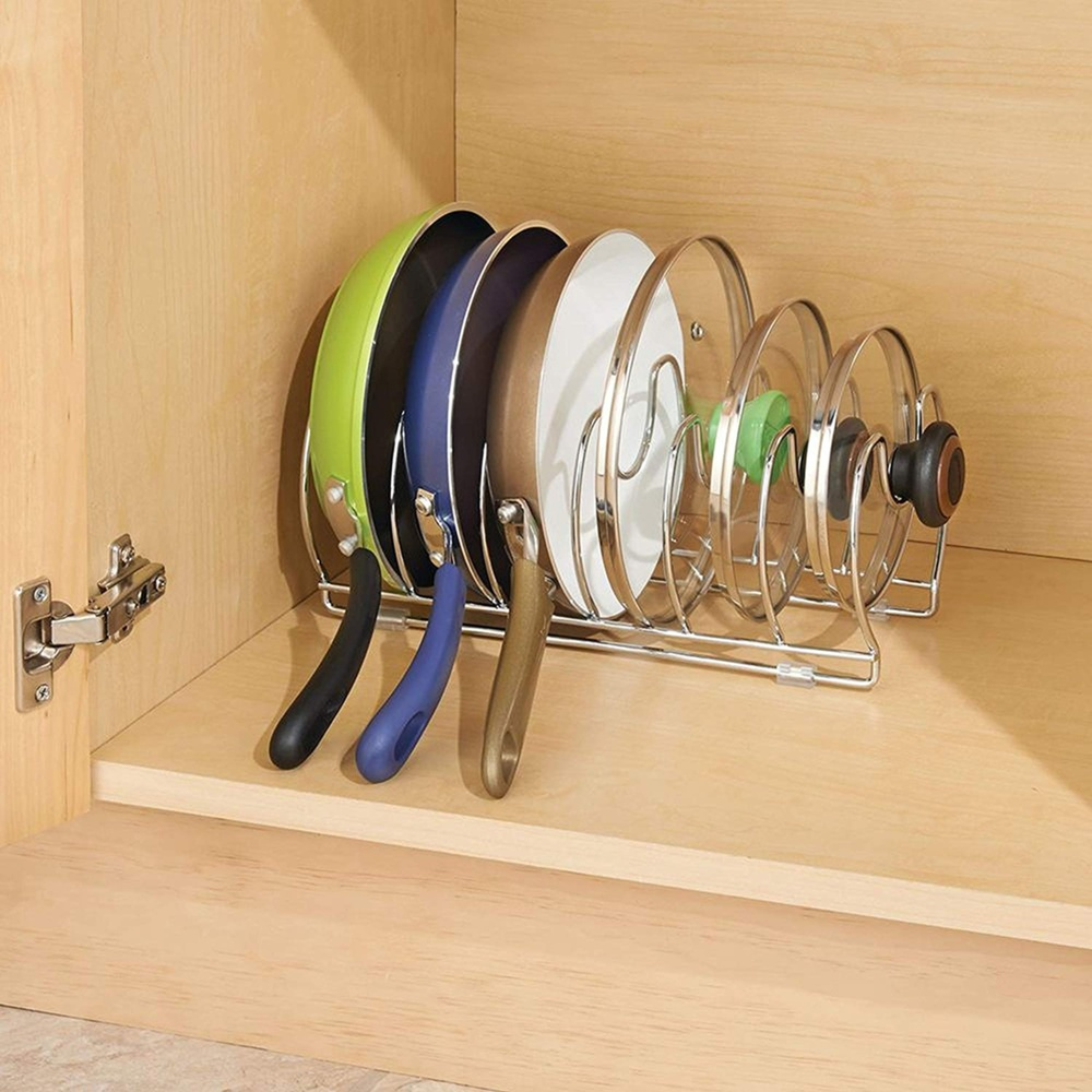 Grytlocks- & Stekpannsförvaring, 6 Fack, ID COOKWARE ORGANIZER, Silver i gruppen Förvaring / Köksförvaring / Organisera köksskåp hos SmartaSaker.se (41045)