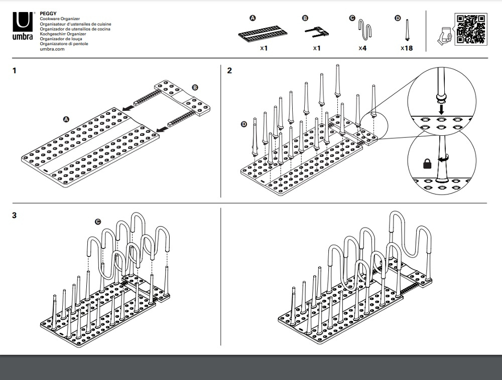 Grytlocks- & Stekpannsförvaring, PEGGY COOKWARE ORGANIZER, Umbra, Grå i gruppen Förvaring / Köksförvaring / Organisera köksskåp hos SmartaSaker.se (41048)