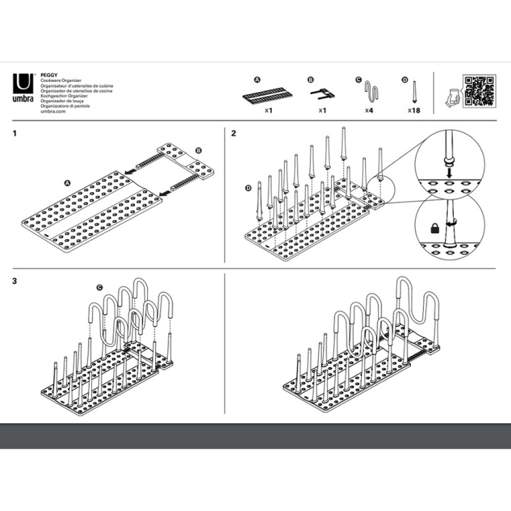 Grytlocks- & Stekpannsförvaring, PEGGY COOKWARE ORGANIZER, Umbra, Grå i gruppen Förvaring / Köksförvaring / Organisera köksskåp hos SmartaSaker.se (41048)