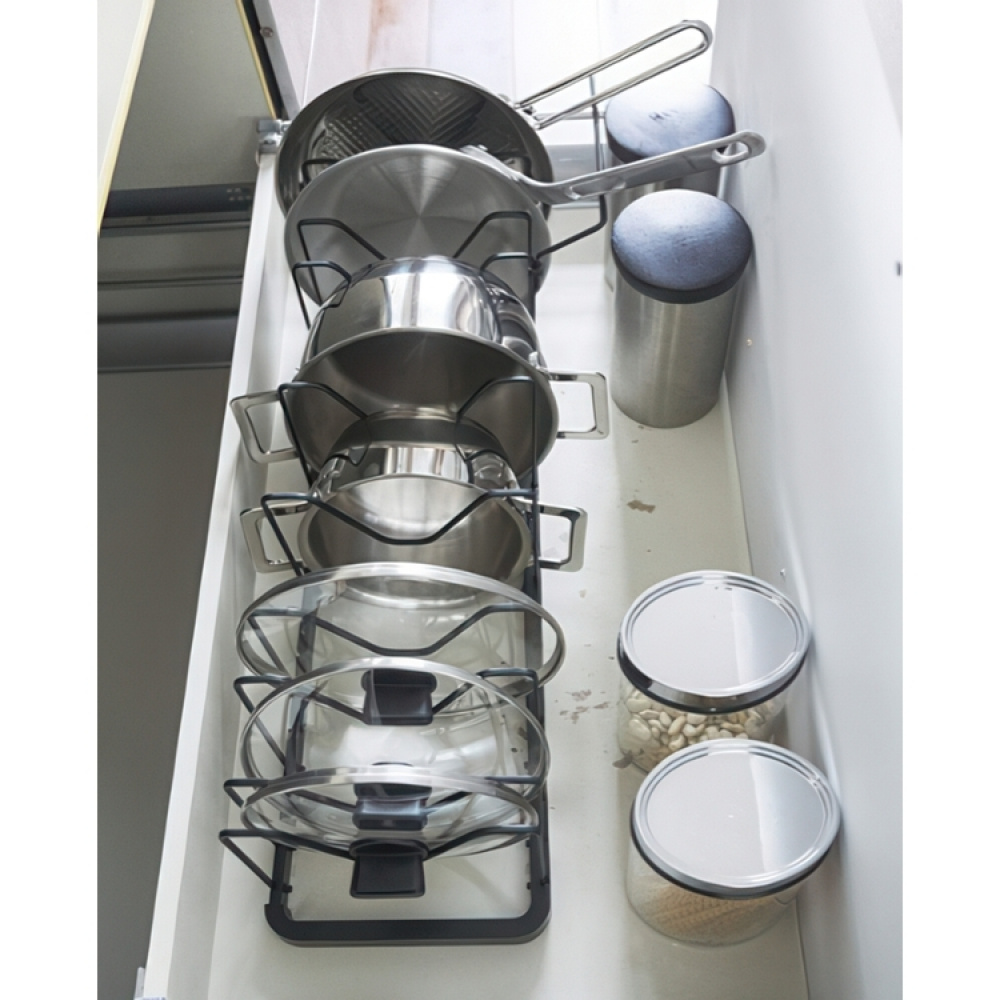 Grytlocks- & Stekpannsförvaring, TOWER, Yamazaki, Justerbar 45 - 82 cm, svart i gruppen Förvaring / Köksförvaring / Organisera köksskåp hos SmartaSaker.se (41049)