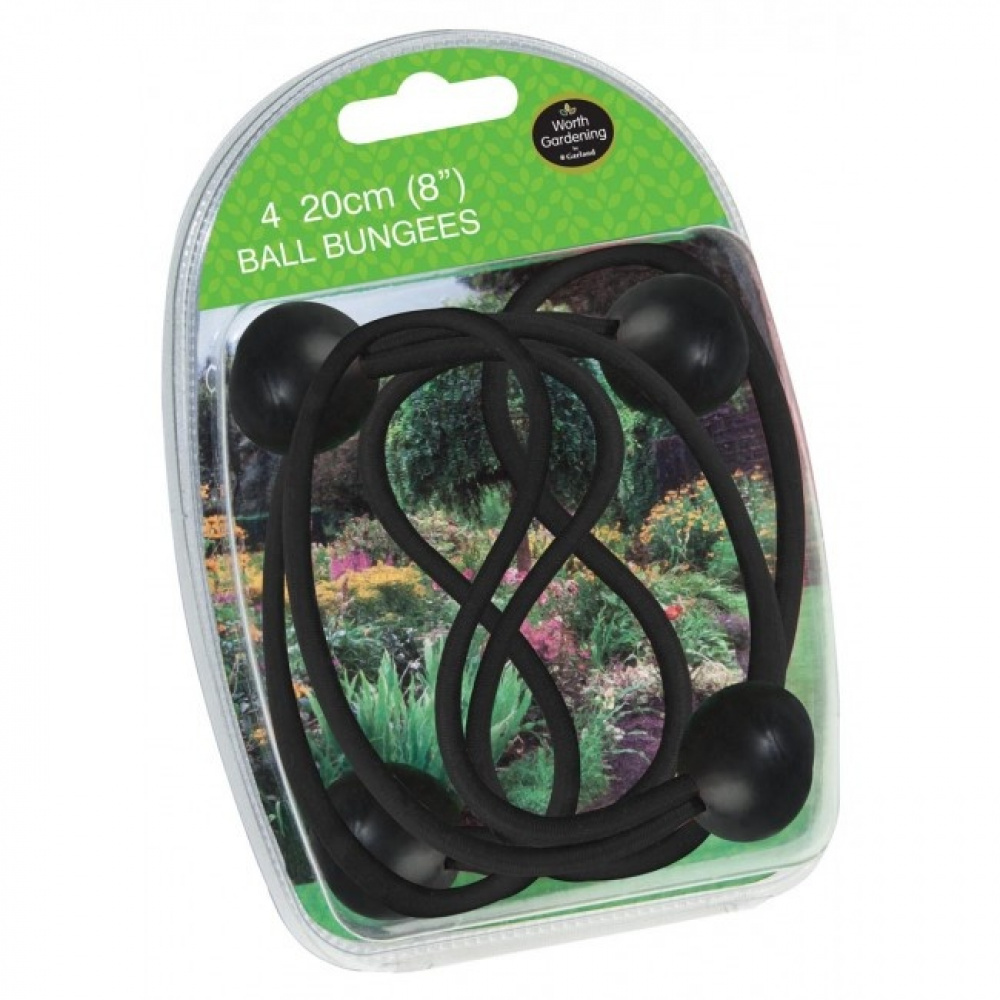 Gummistroppar / Spännband, 4 st, BALL BUNGEES, 20 cm, Svart i gruppen Förvaring / Förråd- och garageförvaring hos SmartaSaker.se (41054)