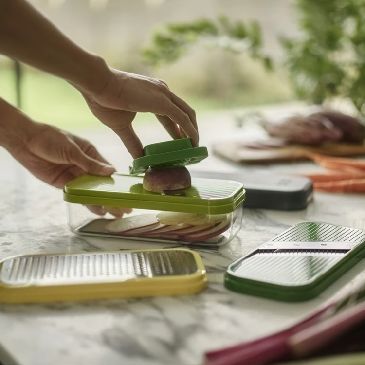 Hacka, riv, skiva och strimla, 4-IN-1 MULTI-PREP, Joseph Joseph, Grön / Gul i gruppen Förvaring / Köksförvaring hos SmartaSaker.se (41058)