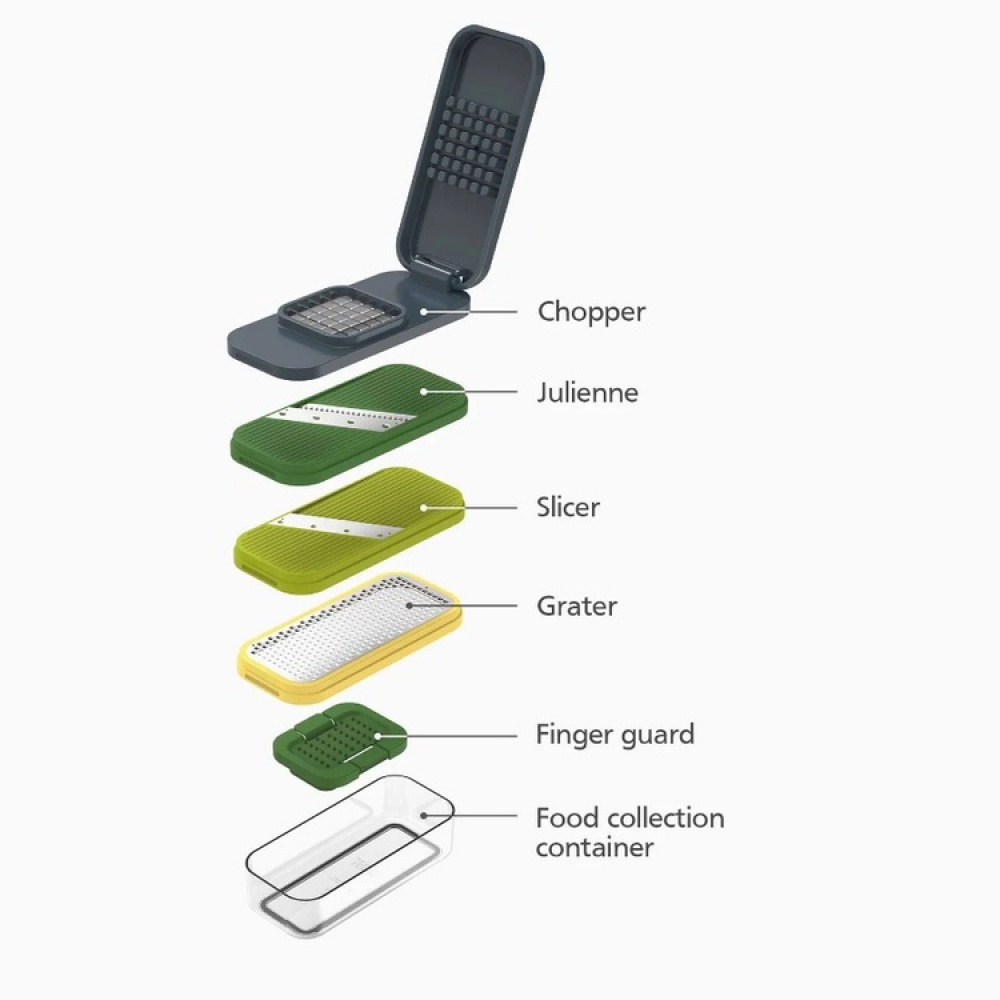 Hacka, riv, skiva och strimla, 4-IN-1 MULTI-PREP, Joseph Joseph, Grön / Gul i gruppen Förvaring / Köksförvaring hos SmartaSaker.se (41058)