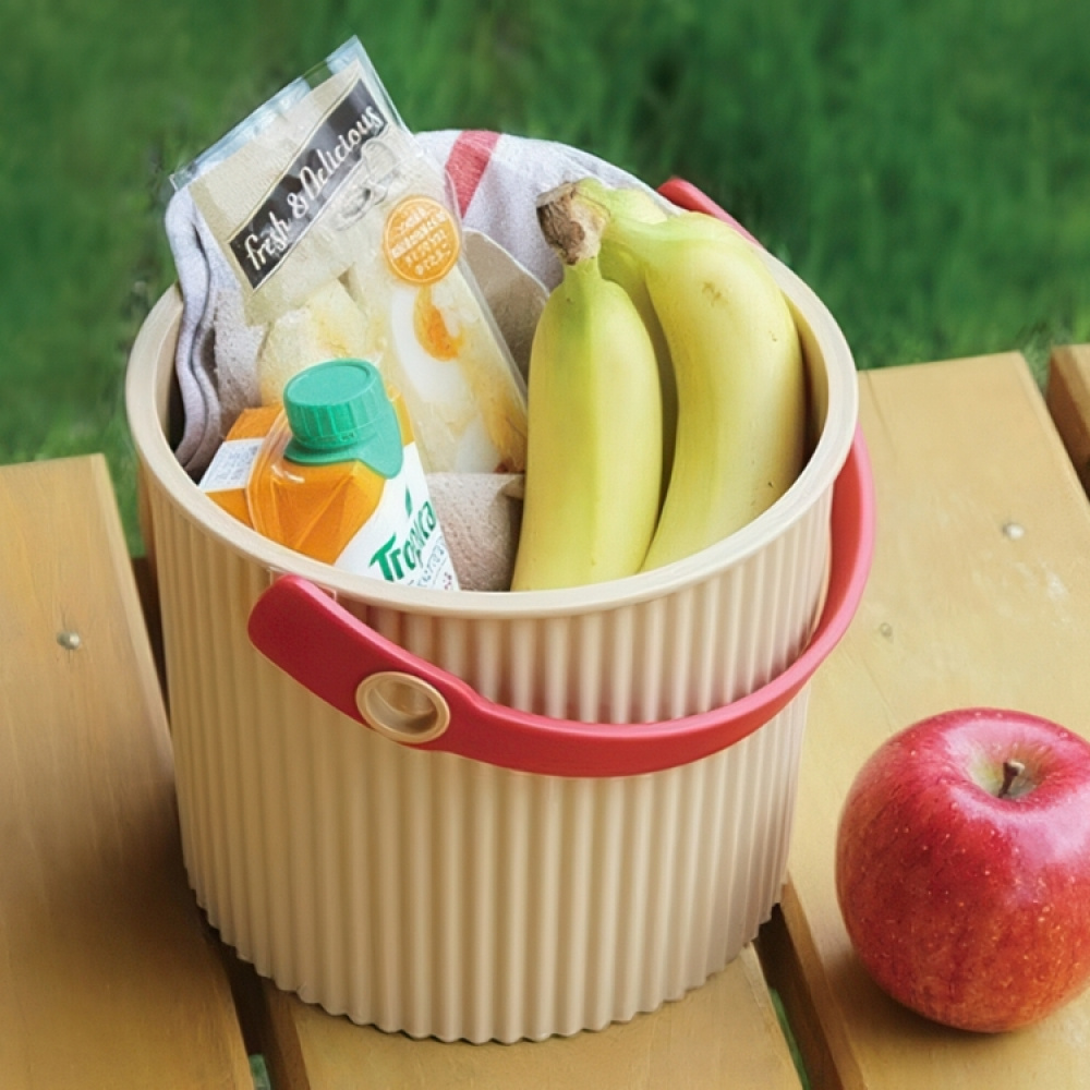 Hink / korg med lock, CAFE AU LAIT SMALL OMNIOUTIL, 8L, Beige / Röd i gruppen Förvaring / Förråd- och garageförvaring / Korgar och hinkar hos SmartaSaker.se (41095)