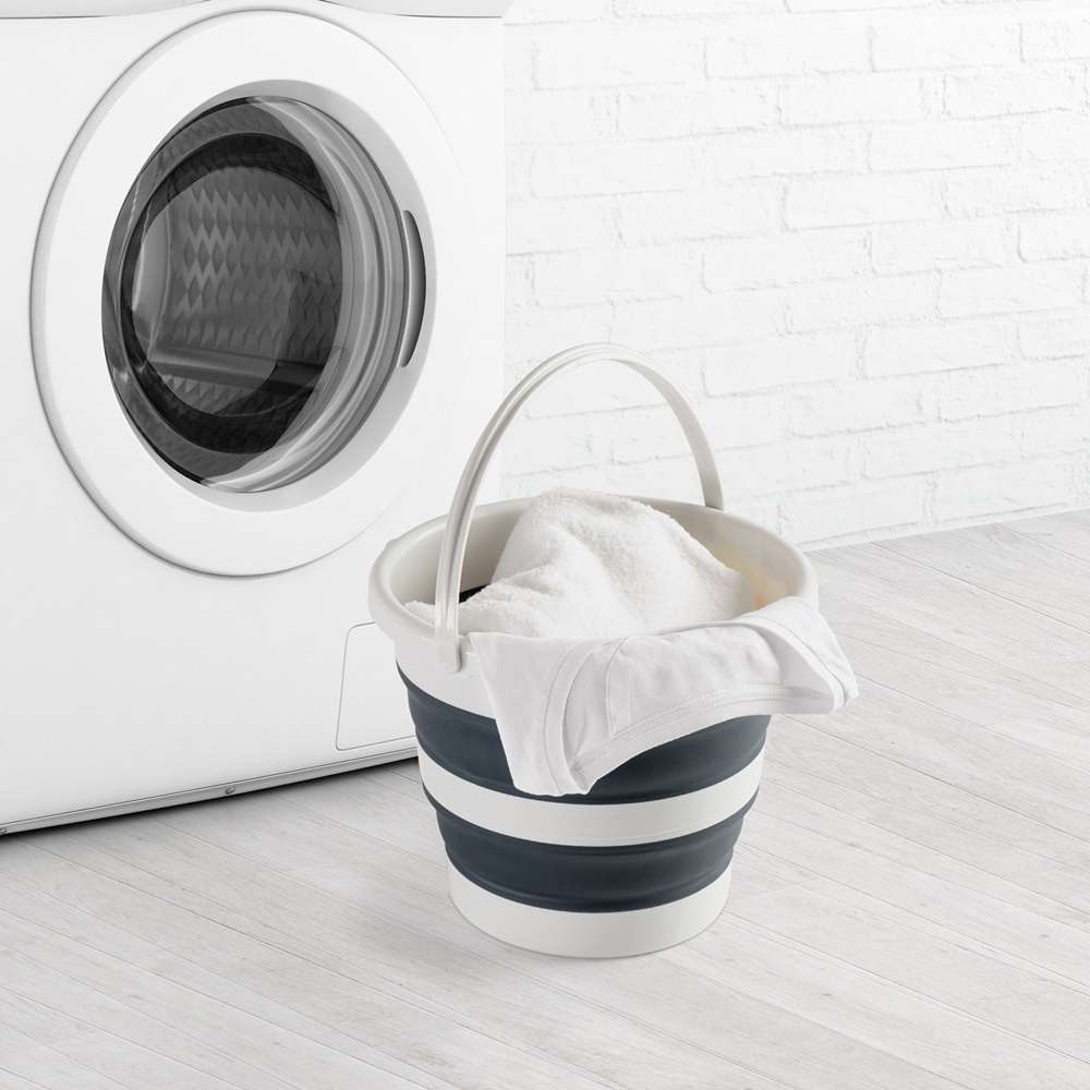 Hopfällbar hink,12 L, PLEGABLE, Ã˜ 35 x 26 cm, Ljusgrå / mörkgrå i gruppen Förvaring / Förråd- och garageförvaring / Korgar och hinkar hos SmartaSaker.se (41162)