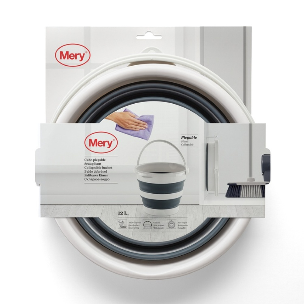 Hopfällbar hink, 12 L, PLEGABLE, Ø35x26 cm, Ljusgrå / mörkgrå i gruppen Förvaring / Förråd- och garageförvaring / Korgar och hinkar hos SmartaSaker.se (41162)