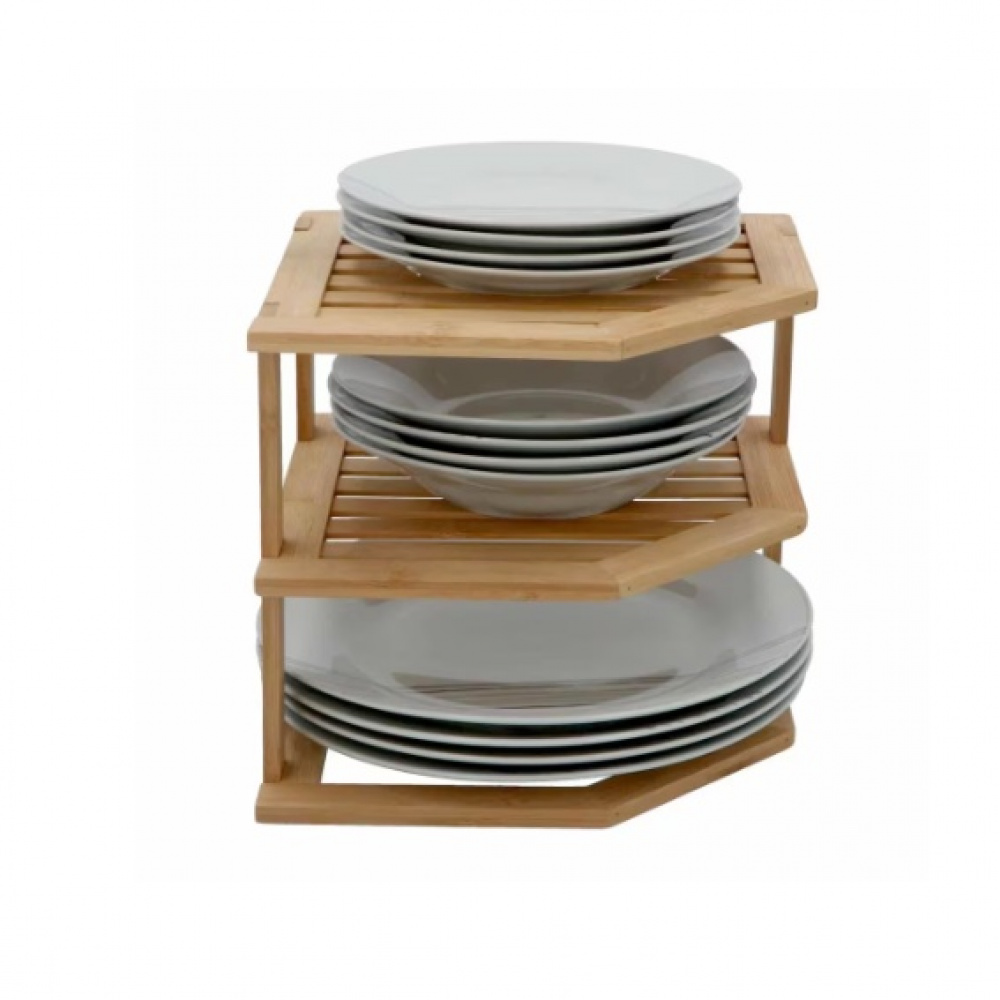 Hylla för hörn i bambu, BAMBOO ANGLE SHELF, 25,5 x 25,5 x H 23 cm, Natur i gruppen Förvaring / Köksförvaring / Organisera köksskåp hos SmartaSaker.se (41167)