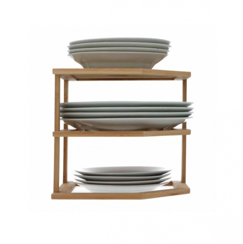 Hylla för hörn i bambu, BAMBOO ANGLE SHELF, 25,5 x 25,5 x H 23 cm, Natur i gruppen Förvaring / Köksförvaring / Organisera köksskåp hos SmartaSaker.se (41167)