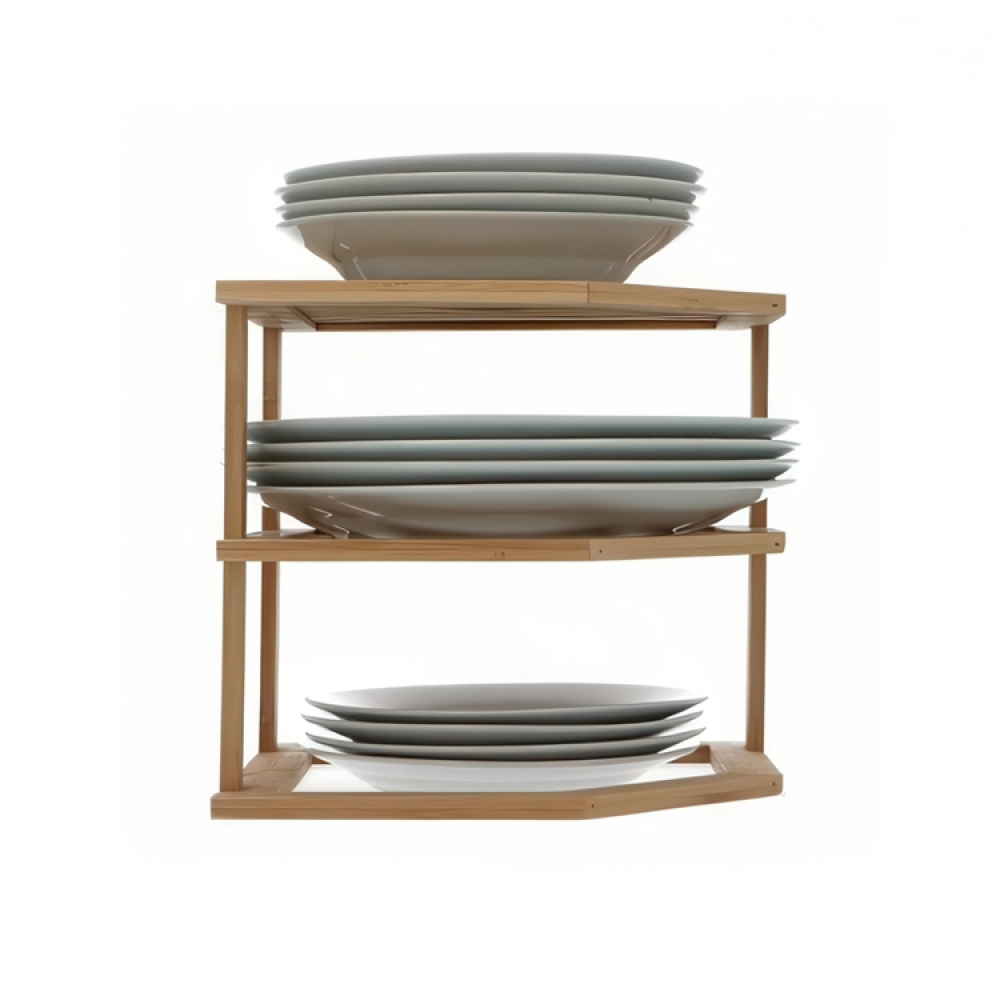 Hylla för hörn i bambu, BAMBOO ANGLE SHELF, 25,5 x 25,5 x H 23 cm, Natur i gruppen Förvaring hos SmartaSaker.se (41167)