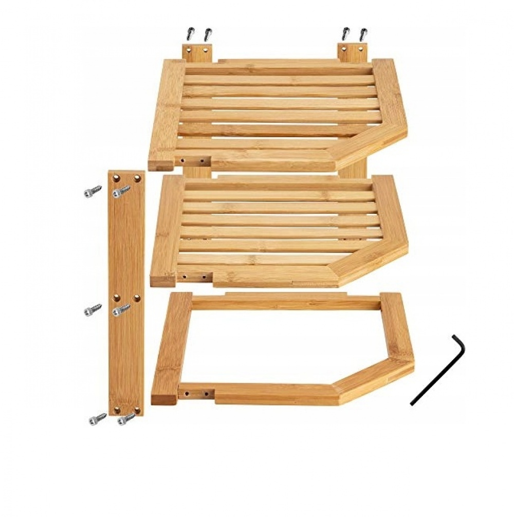 Hylla för hörn i bambu, BAMBOO ANGLE SHELF, 25,5 x 25,5 x H 23 cm, Natur i gruppen Förvaring / Köksförvaring / Organisera köksskåp hos SmartaSaker.se (41167)