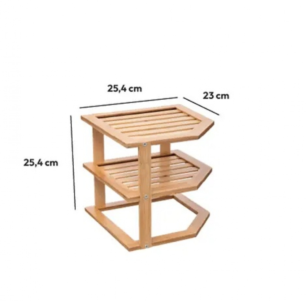 Hylla för hörn i bambu, BAMBOO ANGLE SHELF, 25,5 x 25,5 x H 23 cm, Natur i gruppen Förvaring / Köksförvaring / Organisera köksskåp hos SmartaSaker.se (41167)