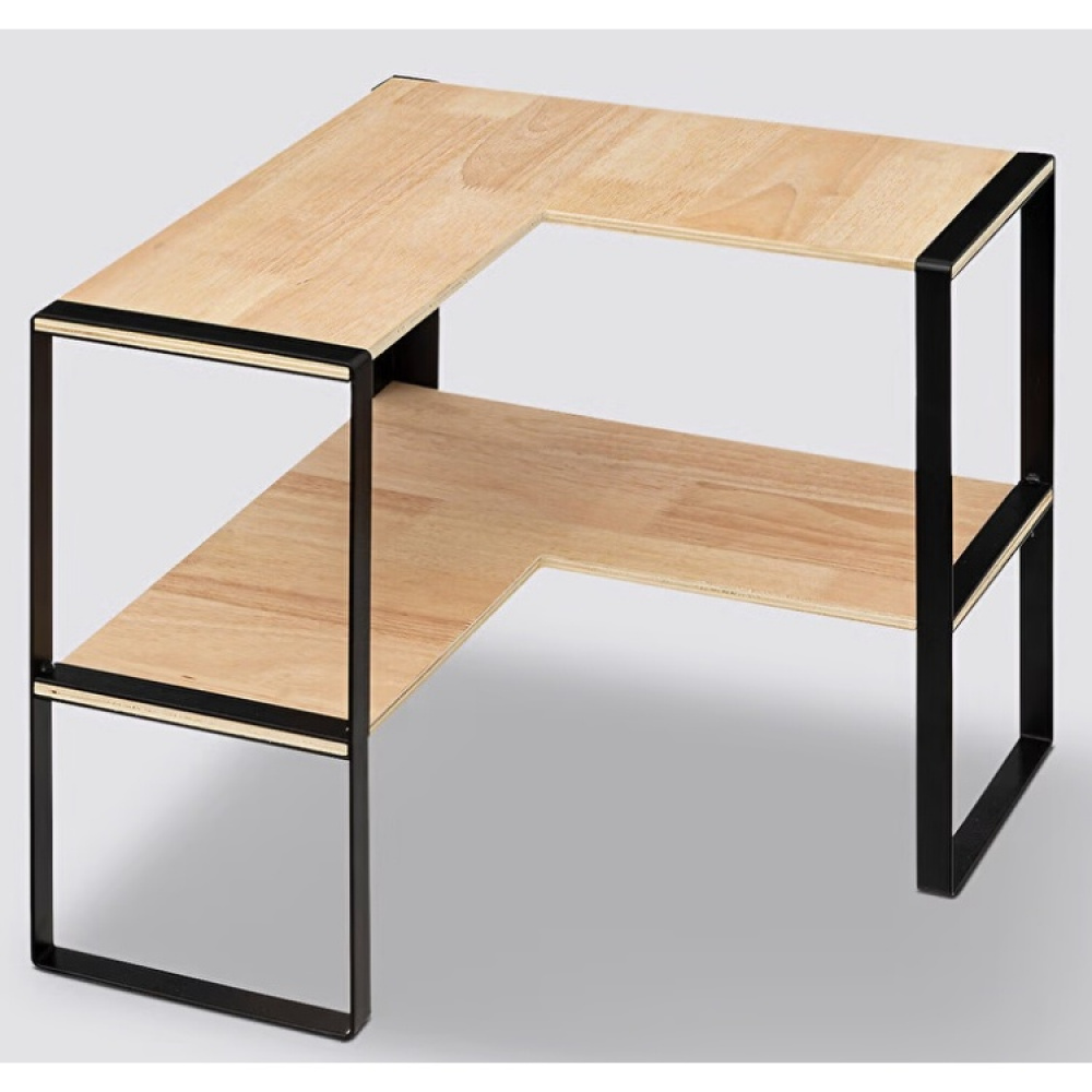 Hylla för hörn, 2-plan, BLACK & WOOD CORNER RACK, 40 x 40 x H 35 cm, Natur / Svart i gruppen Förvaring / Köksförvaring / Organisera köksskåp hos SmartaSaker.se (41168)