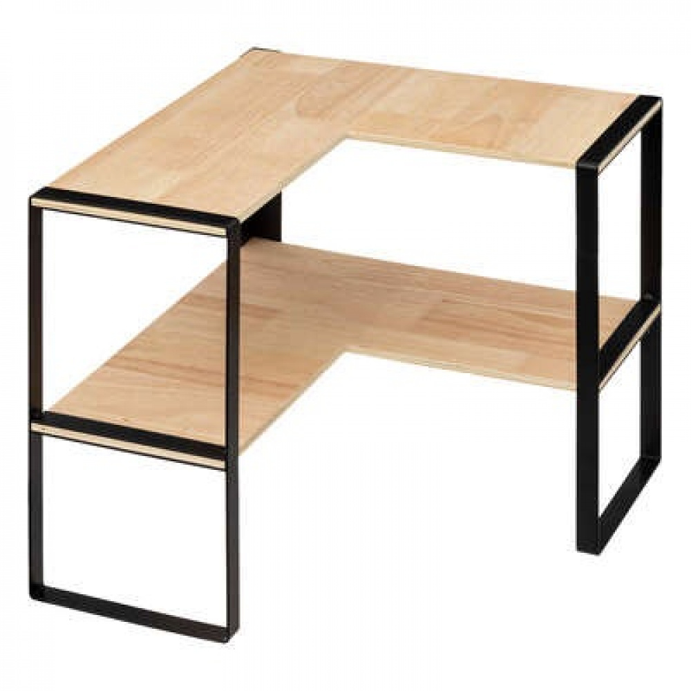 Hylla för hörn, 2-plan, BLACK & WOOD CORNER RACK, 40 x 40 x H 35 cm, Natur / Svart i gruppen Förvaring / Köksförvaring / Organisera köksskåp hos SmartaSaker.se (41168)
