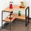 Hylla för hörn, 2-plan, BLACK & WOOD CORNER RACK, 40 x 40 x H 35 cm, Natur / Svart Hylla för hörn, 2-plan, BLACK & WOOD CORNER RACK, 40 x 40 x H 35 cm, Natur / Svart