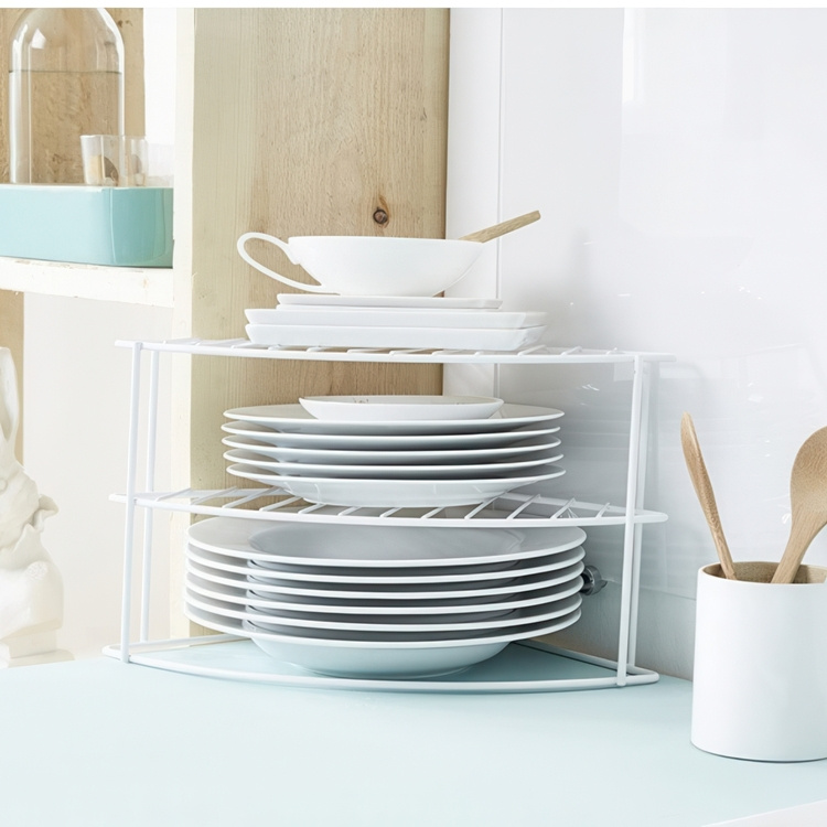 Hylla för hörn, med tre plan, CURVED CORNER SHELF, 24 x 23 x H 20,5 cm, Vit i gruppen Förvaring / Köksförvaring / Organisera köksskåp hos SmartaSaker.se (41169)