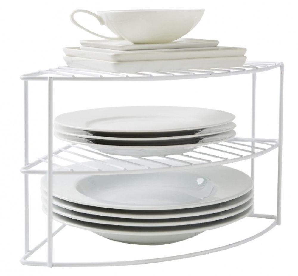 Hylla för hörn, med tre plan, CURVED CORNER SHELF, 24 x 23 x H 20,5 cm, Vit i gruppen Förvaring / Köksförvaring / Organisera köksskåp hos SmartaSaker.se (41169)