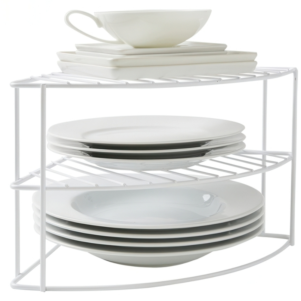 Hylla för hörn, med tre plan, CURVED CORNER SHELF, 24 x 23 x H 20,5 cm, Vit i gruppen Förvaring / Köksförvaring / Organisera köksskåp hos SmartaSaker.se (41169)